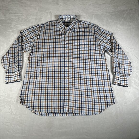 Peter Millar Other - Peter Millar Shirt Men Size XXL Plaid Long Sleeve Single Pocket 100% Cotton EUC
